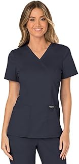 WW Revolution by Cherokee WW610 Women's Mock Wrap Scrub Top, Pewter, M