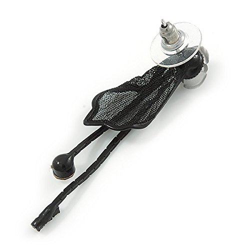 Juego de collar en Y y pendientes Avalaya de metal negro y gotas plateadas de 38 cm 7