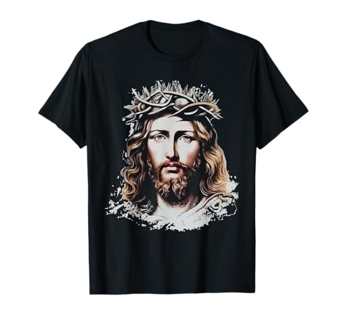 Image of Face of Jesus Christ Crown of Thorns Catholic Faith T-Shirt