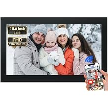 Digital Picture Frame, 15.6 Inch Large Digita Photo Frame WiFi, 1920 * 1080 FHD Touch Screen 32GB Storage Space,Wall-Mounted,Extra Digital Frame Using App Remotely Send Photos and Videos