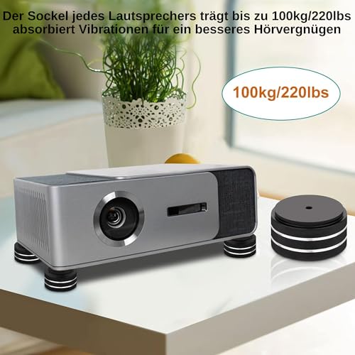 Monosaudio 4er Set HiFi Lautsprecherfüße Aluminium Spike Pads 40x20mm High-End Stoßdämpfer Isolationsfüße mit M4 Schraube für Verstärker, Subwoofer und Plattenspieler