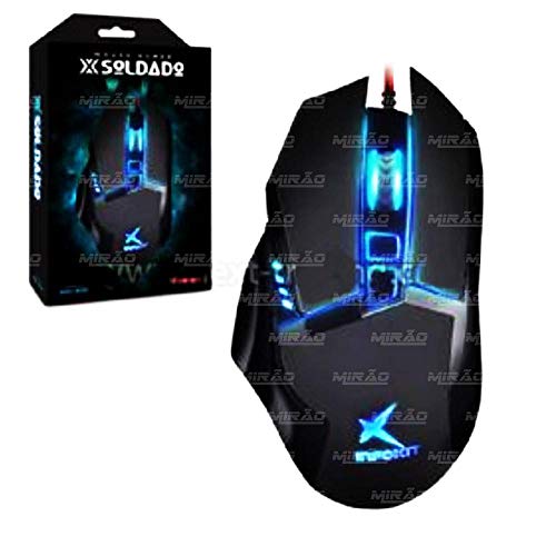Mouse Gamer USB de Alta Precisão 2400DPI Peso Interno Cabo de Malha 1,5M LED RGB Botões Laterais GM-