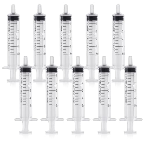 10 Stück Spritze 5ML Wiederverwendbare Spritze Dosierspritze Ohne Nadel Werkzeuge für Flüssigkeitsmaß Spritzen Futterspritze für Labor Tierfütterung Pflanzenbewässerung