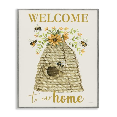 Welcome Home Bee and Sunflower Charm, 24 x 30 Inch Framed Giclée Print