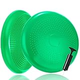 Balance Kissen Ballsitzkissen für Koordinations- & Rückentraining Orthopädisches Sitzkissen Luftkissen für Fitnesstraining inkl Pumpe & Workout-Guide Balancekissen (Grün)