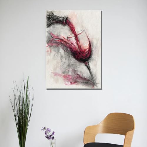 Toile pour bar tableau abstrait verre de vin minimaliste
