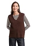 TOM TAILOR Damen 1049136 Pullunder mit V-Ausschnitt, 39062-Dark Pecan Brown Melange, XL