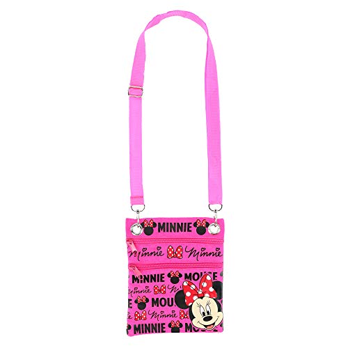 Disney's Minnie Mouse"Glam" Cross-Body Passport Purse Shoulder Bag, Neon Pink2