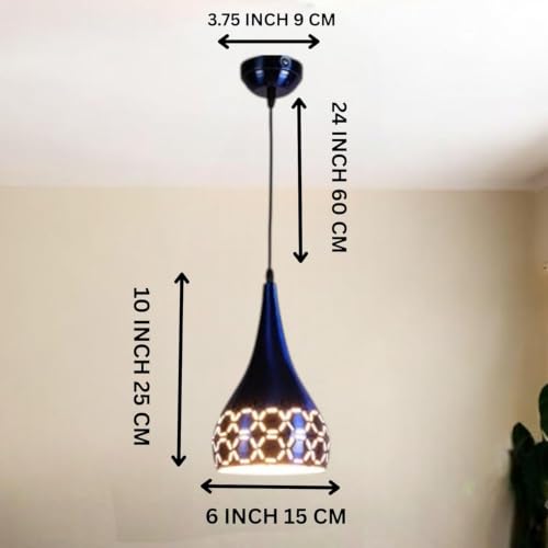 Image of GreyWings Blue Aluminium Hanging Light for Home | Designer Pendant Light with E27 Holder | Modern Ceiling Hanging Lamp for (Bulb is not Included) Small Pack of 2