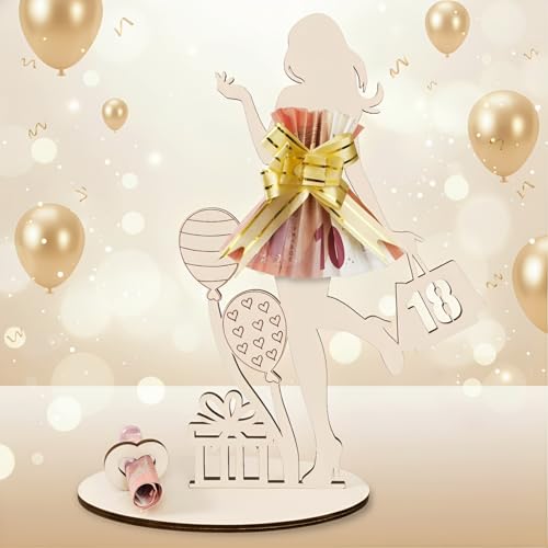 Geldgeschenk 18. Geburtstag Mädchen - Holz Schild Gästebuch, Geschenk zum 18. Geburtstag für Mädchen, Deko und Geldgeschenk in Einem, Personalisierbares Idee zur Jugendweihe & Abschluss