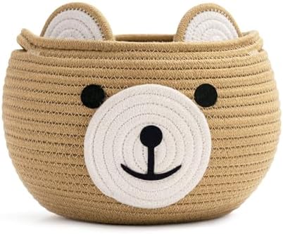 CherryNow Baby Basket for Gifts Empty, Cute Bear Design, Brown