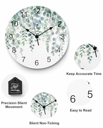 Reloj de pared redondo 12 pulgadas decoración verde salvia miniatura 5