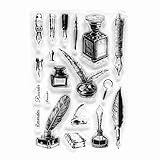 クリアスタンプ ペン 羽ペン インク レトロ シリコン 判子 手帳や手作りカードに [並行輸入品]