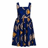 XUHOGU Robe imprimée Wax Africaine Coupe A, Robe de Vacances sans Manches en col carré avec Ensemble en Tissu Ankara (FR/ES, Alpha/Lettres, L, Taille Normale, Taille Normale, FP6464)