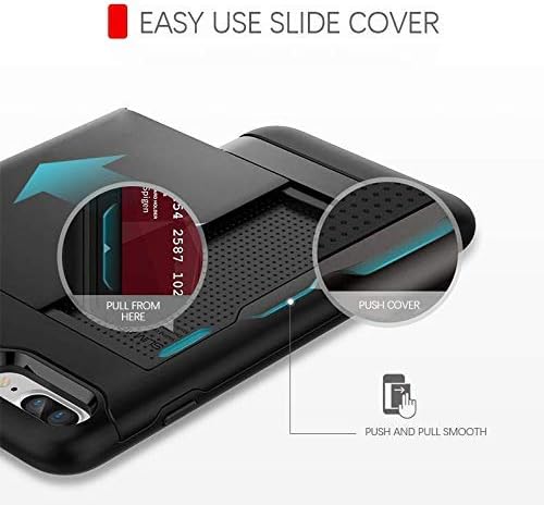 GAOAG Wallet Phone Case for iPhone 7 Plus/8 Plus Heavy Duty Case with Dual Layer Card Holder Slot Sliding Cover Scratch Resistant Protective Hard Shell Red