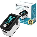 Oxímetro de Dedo Profesional, Pulsioxímetro Medidor preciso de la Saturación de Oxígeno en Sangre, Frecuencia Cardiaca. Oxímetro de Pulso para todas las Personas. Pantalla OLED. Incluye Pilas y Cordón