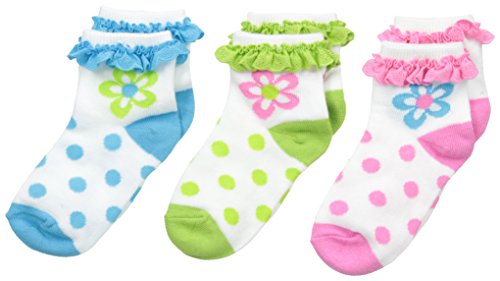 Jefferies Socks Big Girls' Daisy Eyelet Anklet Socks Triple Treat 3 Pair Pack
