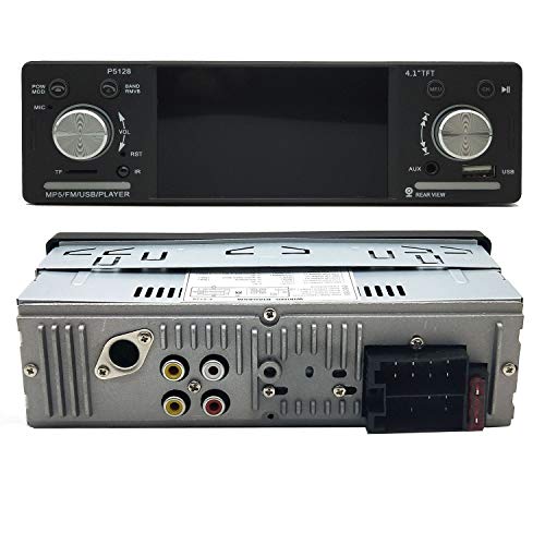 CACA Single Din Car Stereo Receiver with Bluetooth FM Radio in-Dash/4.1inch HD Digital Screen/MP3/MP4/MP5 Video Player with Rear View Camera and Wireless Remote Control