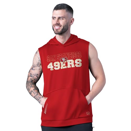 MSX by Michael Strahan Men's Scarlet San Francisco 49ers Tri-Blend Rebound Sleeveless Hoodie