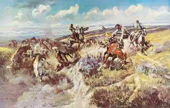Charles Russell - A Tight Dally And A Loose Latigo Art Print Canvas
