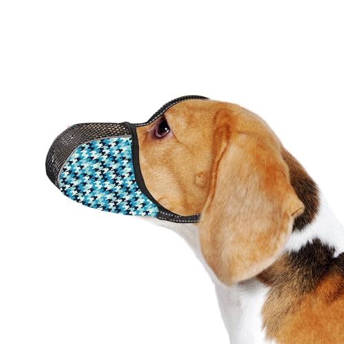 Image of Dog Muzzle Medium Sized Dogs Anti Bite Bark Soft Air Mesh Muzzles Reflective Ajustable Full Coverage Dog Mouth Guard Cover for Grooming Scavenging Blue M