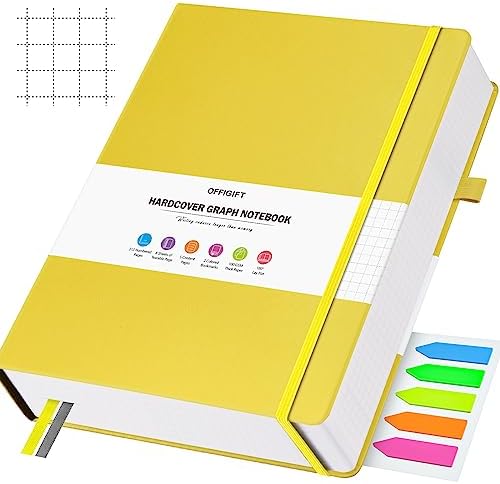Graph Paper Notebook, 312 Numbered Pages Large A4 Hardcover Leather Journal, 100gsm No Bleed Grid Paper Notebook with Index Pages, Squared Grid Notebook for Graphing Notes Math, 8.5'' × 11'', Blue