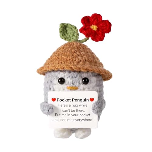 Belligern Positive Penguin Emotional Support Plush Mini Funny Crochet Doll Pocket Hug for Birthday Christmas Decoration - Good Luck Gift
