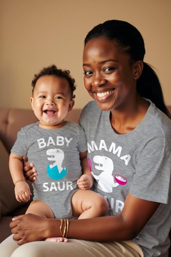 Image of Mama Saur Baby Saur Mommy and Me Matching Outfits Mothers Day Mom and Baby Shirt