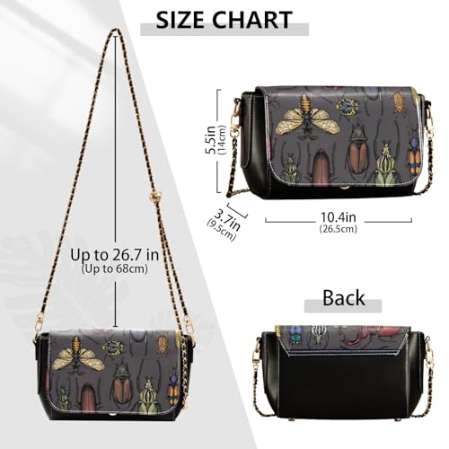 Bright Insects Crossbody Bags for Women Trendy Colorful Beetles Women's Black Shoulder Bag Small PU Leather Flap Cross Body Bag Handbags Cell Phone Purses Wallet Waterproof4