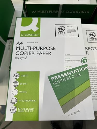 Q-CONNECT KF01087 Kopierpapier Druckerpapier/DIN A4, 80g/m²/ 5 x 500 Blatt/Qualitätsklasse - B/Universalpapier/für Zuhause Büro und das Homeoffice/Multifunktions-Papier