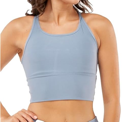 PRO-FIT Women's Sports Bra, Fitness Workout Yoga Bra, Breathable, Moisture-Wicking, Compression, Perfect for Yoga, Gym (US, Alpha, X-Large, Regular, Regular, Grayish Blue) Cover