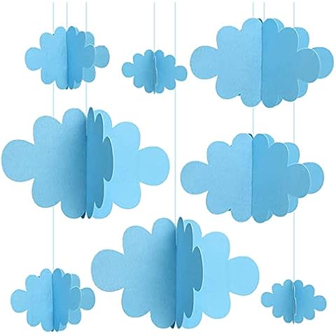 Vordpe 16-Pack Fake Clouds for Ceiling, 3D Cloud Hanging Decorations, Artificial Cloud Props, Cloud Ornaments for Children Room, Nursery, Baby Baptism Party, Wedding, Stage Decor (Blue) Cover
