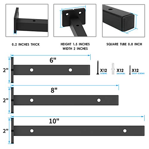 Classic Shelf Bracket 6 Inch Anti-Rust Solid Matte Black Well-Made Hidden Shelf Brackets Wrought Iron Style Wall Mental Brace For Diy (6-Pack Hardware Only) #TOP2
