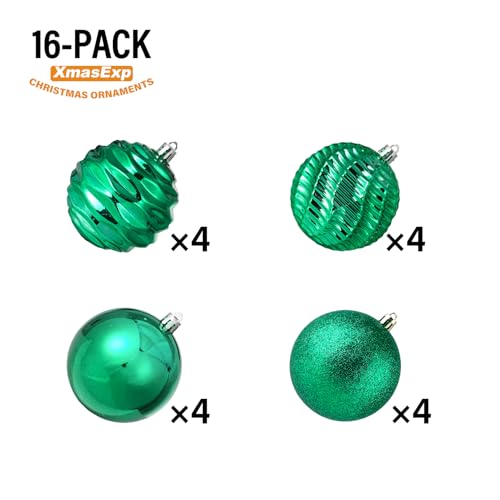 image for XmasExp 16ct Christmas Ball Ornaments Shatterproof Xmas Tree Hanging B