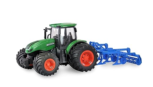 amewi trattore rc con coltivatore, suono e luce, 1:24 rtr verde rc telecomandati
