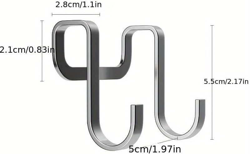 Over-The-Door Hooks Stainless Steel Double No-Drill Space Saving Organizer for Bedroom Bathroom Kitchen Hanging Towels, 2pcs