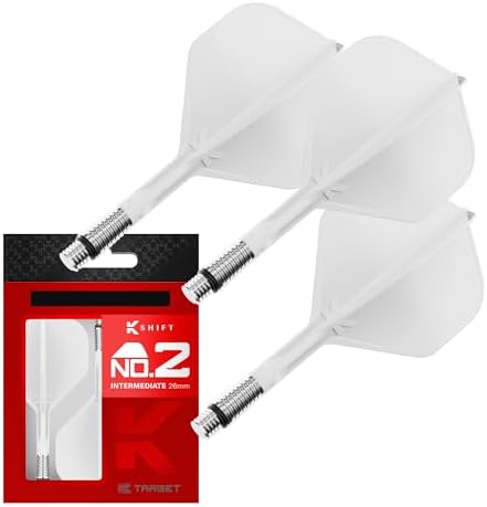 Target Darts K-Shift No.2 Integrated Flights & Shafts | K Shift No.2 Flight & Shaft System, White/Clear/Black – K-Flex Short/Intermediate/Medium Shift Spin Base, Professional Dart Accessories - View 4