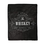 rouihot 50x60 Inches Flannel Throw Blanket Whiskey Antique Label Vintage Retro Sign Badge Beer Black