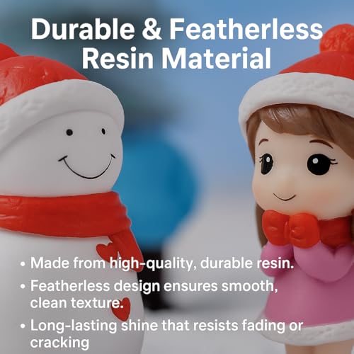 Image of VAYINATO (3 Pcs Resin Winter Couple & Snowman Miniature Figurines - Handcrafted Christmas Mini Scene Decor | Festive Tabletop, Car, or Shelf Display | Cute Valentine's Day