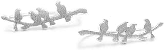 Bird Ear Cuff Wrap Crawler Climber Earrings for Women Girls S925 Sterling Silver Brushed Little Birds Stand on Tree Branch Stud Clip on Post Pin Earrings Delicate Lightweight Jewelry