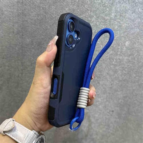 Coque de protection robuste bleu marine pour iPhone avec dragonne utile