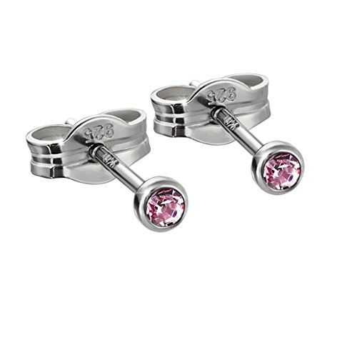 Image of NKlaus pair of stud earrings 925 silver rhodium plated 2,50mm lavender cubic zirconia 6563