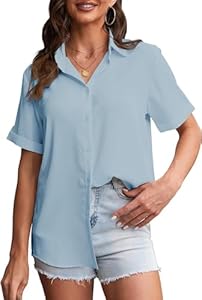 SPRING SEAON Damen Kurzarm Chiffon Bluse