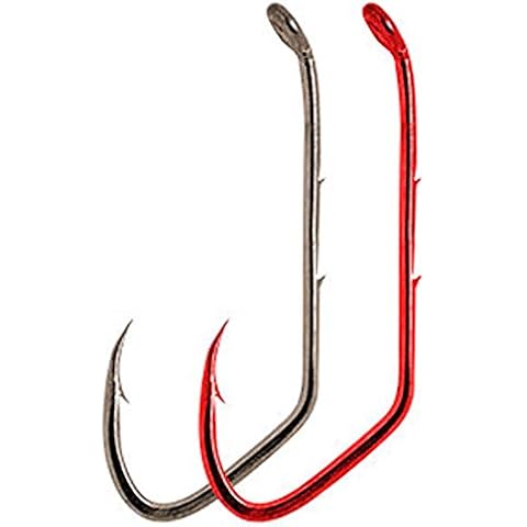 Matzuo Sickle Baitholder Offset Down Eye Hook, Red Chrome, 6 (140062-6) Cover