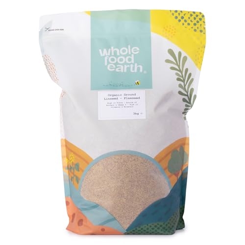 Wholefood Earth Organic Ground Linseed/Flaxseed 3 kg Raw | GMO Free | Vegan | High Fibre | Source of Protein | Certified Organic