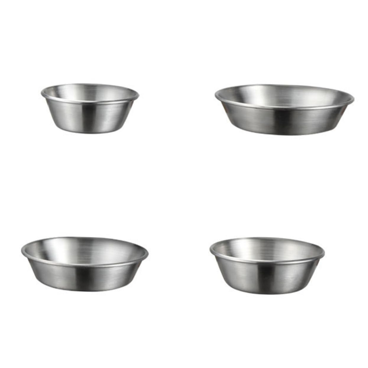 HOLIDYOYO 4 Pcs Dish Appetizer Plates Dipping Cups Portion Cups Relish Plate Condiment Bowl Mini Plates Flavor Seasoning Plate Soy Sauce Plate Appetizer Serving Tray Stainless Steel Silver