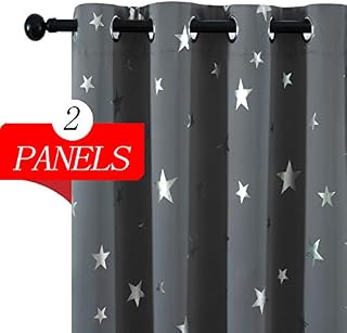 Estelar Textiler Grommet Blackout Curtains Foil Star Printed Kids Bedroom Curtains Thermal Insulated