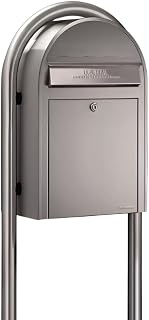 Bobi Front Access Locking Mailbox with Post Brushed Stainless Steel Rust Resistant Modern Mailbox for Curbside or Freestanding Install