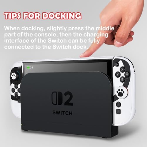 DLseego Protective Hard Case for Nintendo Switch 2 (2025), Grip Cover for Handle, Detachable Joy-C Controller Shockproof & Scratch-Resistant Console Shell, 4 Thumb Grips, White Ball - White 2 - 4