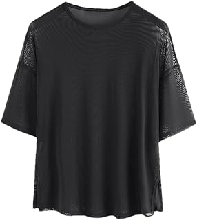 Mesh Men's T Shirt Sexy Short Sleeve See Through Nightclub Party T-Shirts Street Tee Tops